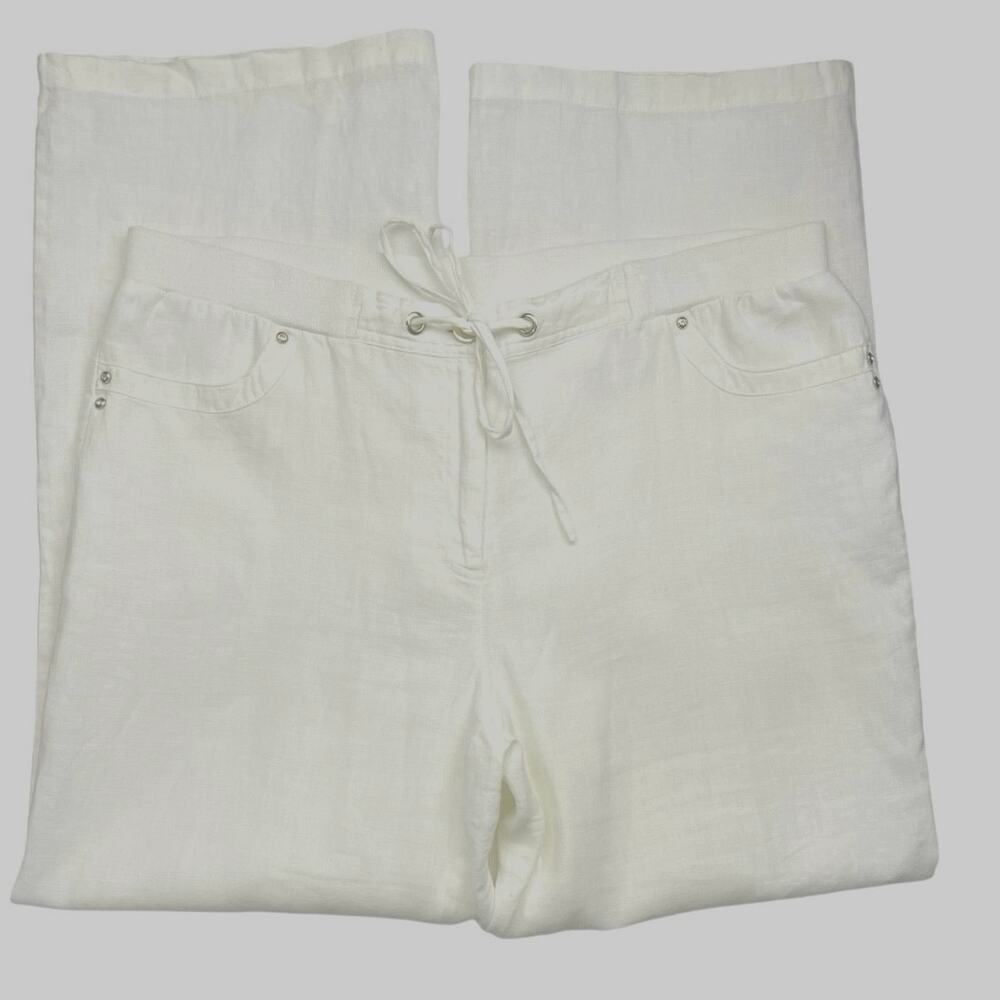 EUC - JM Collection White Lined Linen Straight Leg Pants